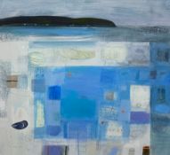 Fiona Millais (b. 1960), oil on canvas; Headland & Harbour, signed. Framed. H.73 W.78cm.