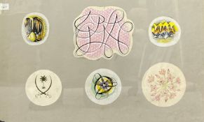 Robert Ellis Williams (1928-2015) for J & G Meakin, six 1950's gouache and ink abstract floral