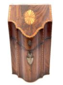 A Georgian mahogany and satinwood inlaid knife box with fitted interior complete with a late 18th