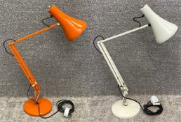 Two Model 75 Anglepoise Lamps (circa 1960) with original Anglepoise stickers and markings on frames.