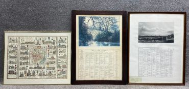 A collection of three prints relating to Oxford University to include two framed copies of The