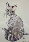 A framed and glazed lithograph of a stylised cat, signed in plate and in pencil by the artist