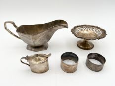 A miscellaneous collection of silver, English hallmarks. (One napkin ring unmarked and EPNS