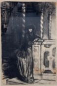 Ethel Gabain (1883-1950), a signed lithograph on wove titled 'Lady with a Mask' C.1920. Framed and