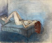 A signed pastel on paper titled 'Nicky', a nude study, by Jocelyne Blair. Framed and glazed. H.66