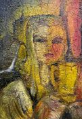 A mid century expressionist oil portrait on canvas titled 'Youth', with artist's name written