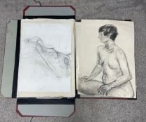 An artist's portfolio belonging to Jocelyne Blair to include 100+ mostly charcoal and pastel life