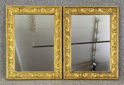 A pair of contemporary gilt framed wall mirrors. H.64 W.48cm (each)
