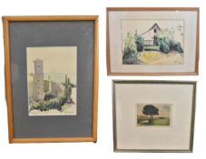 A collection of three framed and glazed watercolour studies, each signed. H.39.5 W.53.5cm (largest)