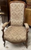 A C.1900 French mahogany framed armchair.