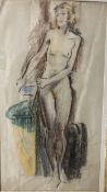 A framed and glazed pastel nude study. H.82 W.48cm