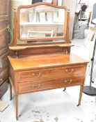 An Edwardian mahogany and satinwood strung dressing chest. H.157 W.106 D.53cm