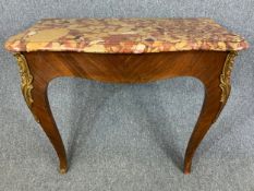 A 19th century kingwood and ormolu mounted Louis XV style console table with rouge breccia marble