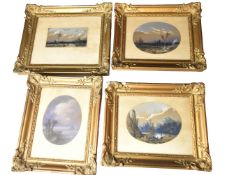 A set of four 19th century watercolour riverscapes, gilt framed and glazed. Largest H.29 W.34cm