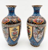 A pair of cloisonne baluster form vases. H.25cm.