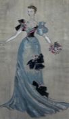 An indistinctly signed early 20th century ink and watercolour costume/fashion design on paper.