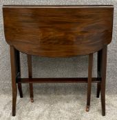 An Edwardian mahogany drop flap Sutherland occasional table. H.88 W.18 (72 extended) D.60cm