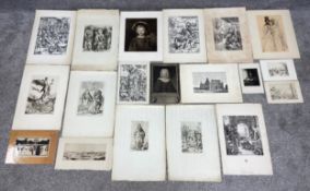 A collection of prints, etchings and engravings, some after old masters: Albrecht Durer and one