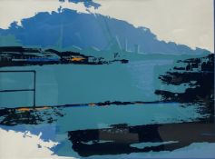 A framed and glazed silkscreen print on paper titled 'Lower North Sea II', depicting an industrial