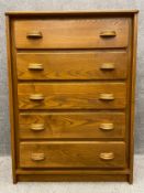A vintage teak chest of drawers. H.112 W.81 D.44cm.