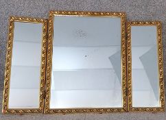A gilt framed trifold tryptich dressing table mirror with its original mercury plate glass. H.56 W.
