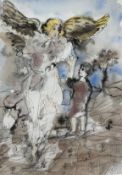 Lydia Corbett (French b.1934), a signed pen, ink and watercolour wash on paper titled 'Tobias and