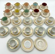 Two sets of Limoges coffee cups and saucers. (21 cups and saucers). Largest plate dia.12cm.