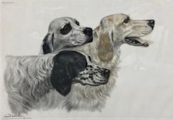 Leon Danchin (1887-1938), A large etching with aquatint depicting three English Setters. Signed