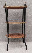 A 19th century three tier etagere, kingwood with rosewood, ebony and satinwood marquetry inlay. H.82
