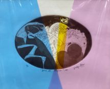 A signed and dated, limited edition etching titled 'Joie de Pagres' 1981, Jocelyne Blair, hand
