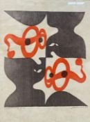Otto Schumi (1904-1985), a signed and dated abstract woodcut print on Japanese paper with an