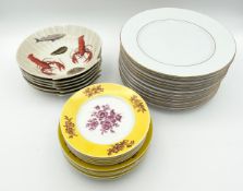 A collection of French porcelain, dinner plates etc, Limoges and other makers. Largest plate dia.