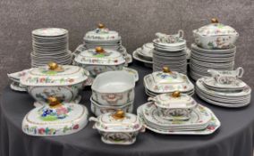 An extensive 19th century Spode stone china dinner service, hand decorated to include around forty