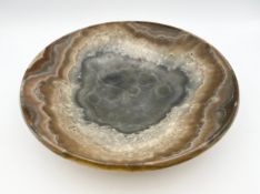 A large polished agate rimmed bowl. Dia.41cm.