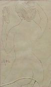 Francis Newton Souza (1924-2002), ink drawing, nude woman with a hand mirror, signed and dated 62.