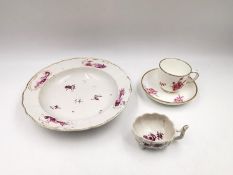 A collection of antique porcelain to include an 18th century Sevres coffee cup and saucer bearing