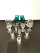 A collection of fourteen pieces of possibly Georgian and later glassware, to include two cut glass