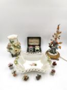 A miscellaneous collection of ceramics to include an Italian hand painted figural table lamp