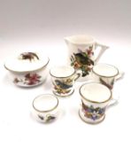 A collection of 19th century Royal Worcester miniatures to include a jug and trinket box, three mugs