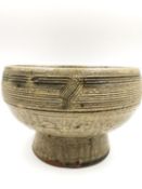Trevor Corser (1938-2015) for Leach Pottery, a stoneware bowl on a flared foot with a sweeping