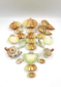 A collection of 19th century Royal Worcester baskets and shells and an Royal Ivory blush teapot