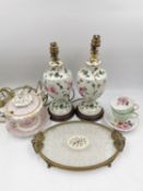 A collection of 19th century and later porcelain to include, a lidded twin-handled tureen with