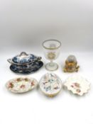 A 19th century K & Co B Late Mayers 'Chatsworth' pattern gravy boat, along with two decorative