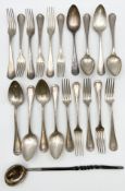 A collection of early silver plated cutlery to include eleven Christofle forks, four Christofle