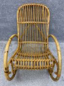 A mid-century bamboo rocking chair in the manner of Franco Albini. H.88 W.56 D.100cm.