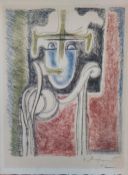 Juan Soriano (1920-2006), a signed and dated modernist style lithograph, abstract portrait study,