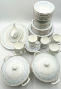 A Royal Chelsea part dinner service to include two lidded tureens, a gravy boat on stand, a
