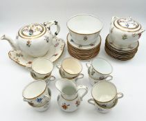 A 19th century hand painted tea service to include twelve tea plates. (Some damage as seen).