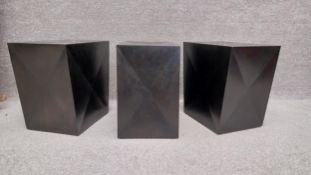 Three contemporary patinated and shaped steel side tables by Stephane Ducatteau. H.45 W.45 D.30cm (