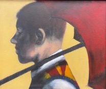 James Donovan (b.1974), a framed acrylic on calico titled 'Shelter' 1999, initialled by the artist